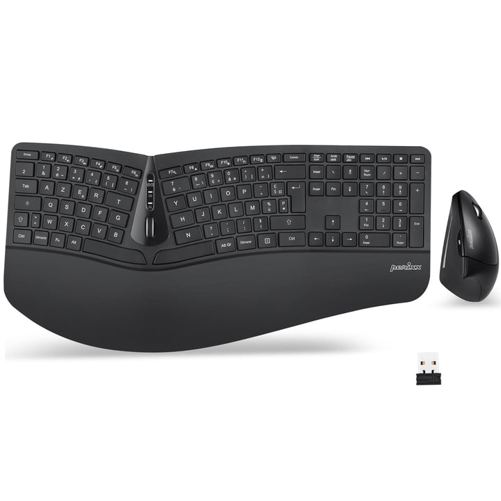Perixx Periduo-605 Combo Ergonomische Tastatur und Maus, kabellos, USB, vertikale Maus mit neigbarem
