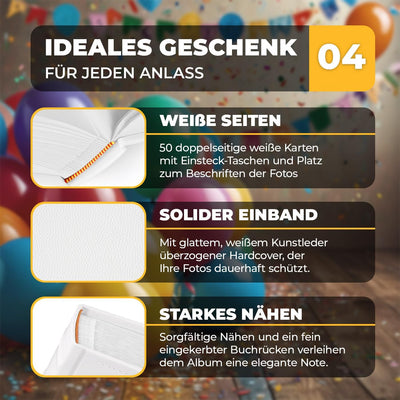 Maverton personalisiertes Fotoalbum zum Einstecken 10x15 cm - Einsteckalbum mit Gravur für 500 Fotos