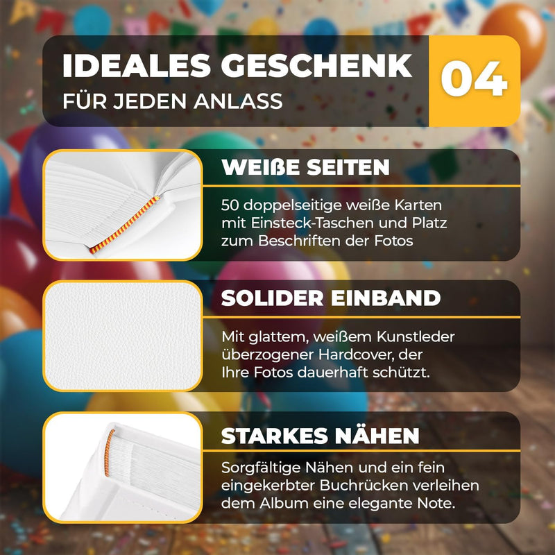Maverton personalisiertes Fotoalbum zum Einstecken 10x15 cm - Einsteckalbum mit Gravur für 500 Fotos