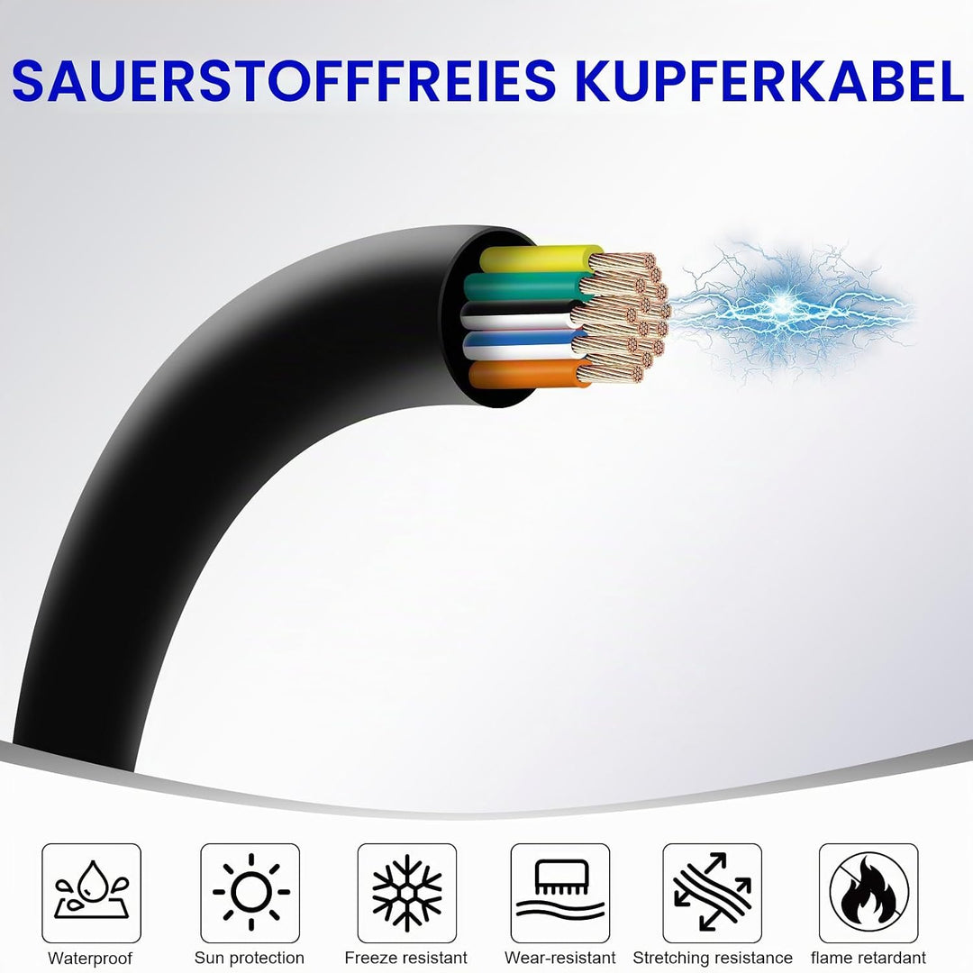 AOHEWEI 13 adriges Kabel für Anhänger 20m Abschleppseil 13 adriges Anhängerkabel schwarz für Wohnwag