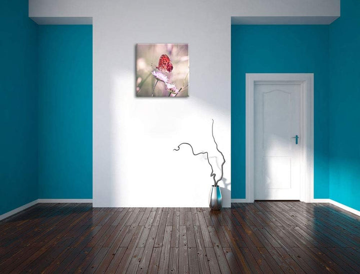 Bezaubernder Schmetterling, Format: 70x70 auf Leinwand, XXL riesige Bilder fertig gerahmt mit Keilra