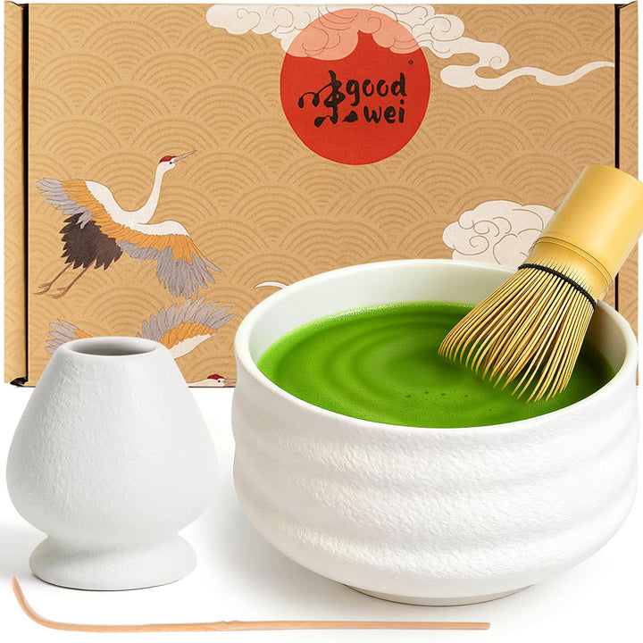 Goodwei Japanisches Matcha Komplett-Set mit hochwertiger Teeschale (Miyuki, 80) Miyuki 80, Miyuki 80