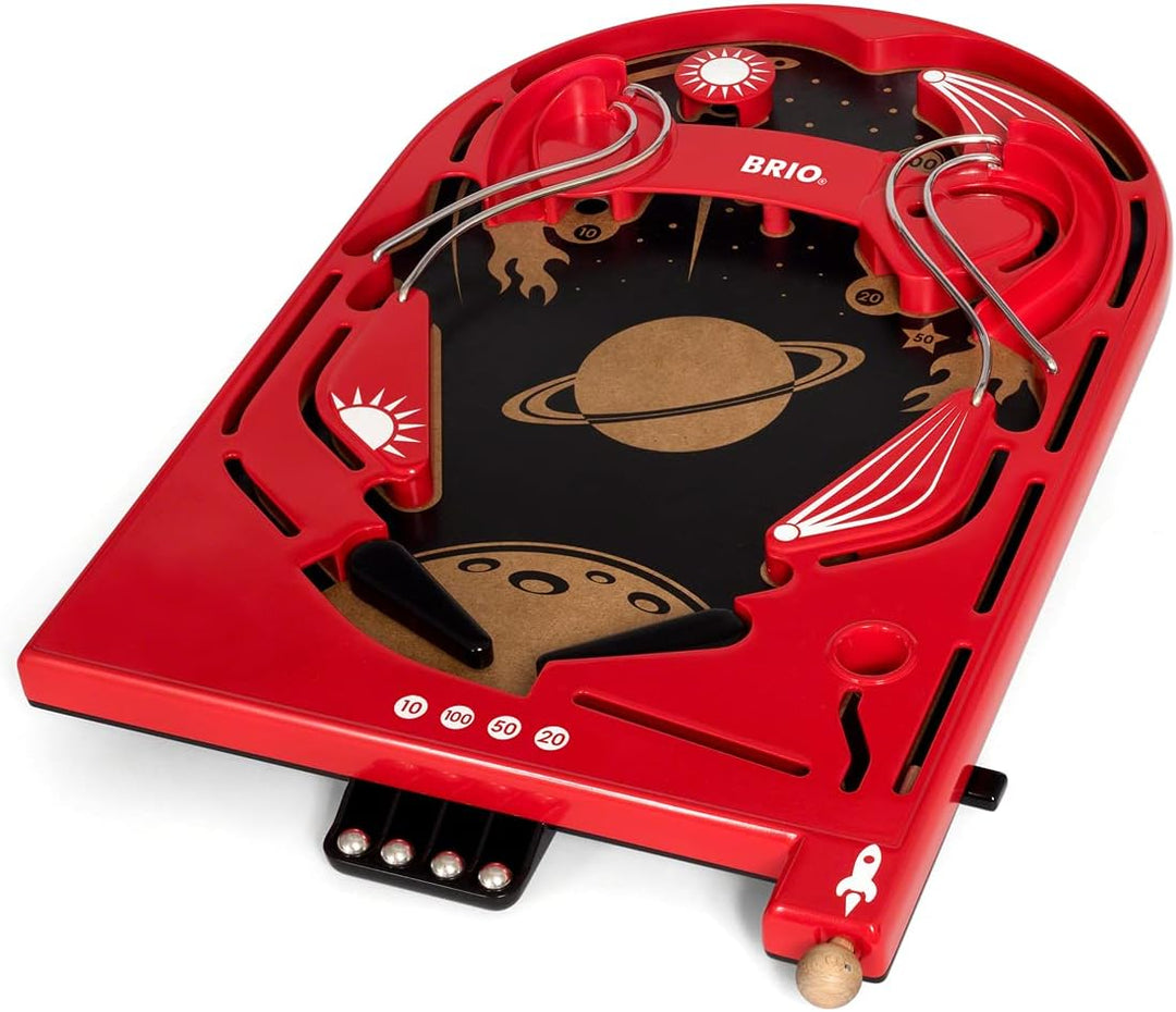 BRIO 34020 Labyrinth mit Übungsplatten, rot ab 6 Jahren &amp; Spiele 34017 Holz-Flipper Space Safari - P