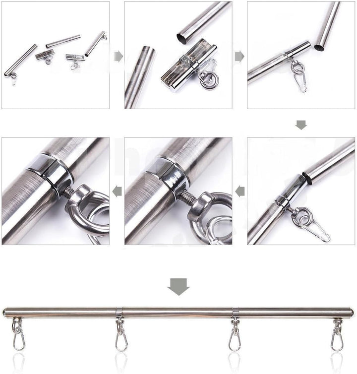 Edelstahl Silber Einstellbare Pilates Bar Set Sport Aid Training Fitness Gear, B