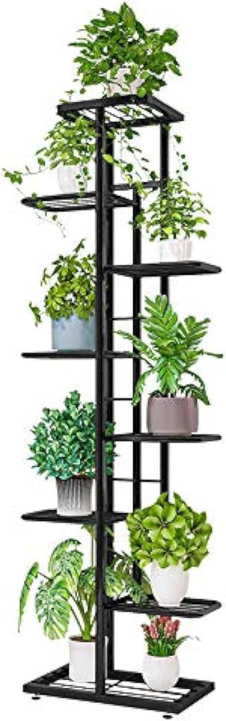 ZZBIQS Blumenständer Metall mit 8 Ebenen, 141cm Blumentreppe Modern Pflanzentreppe für innen und aus