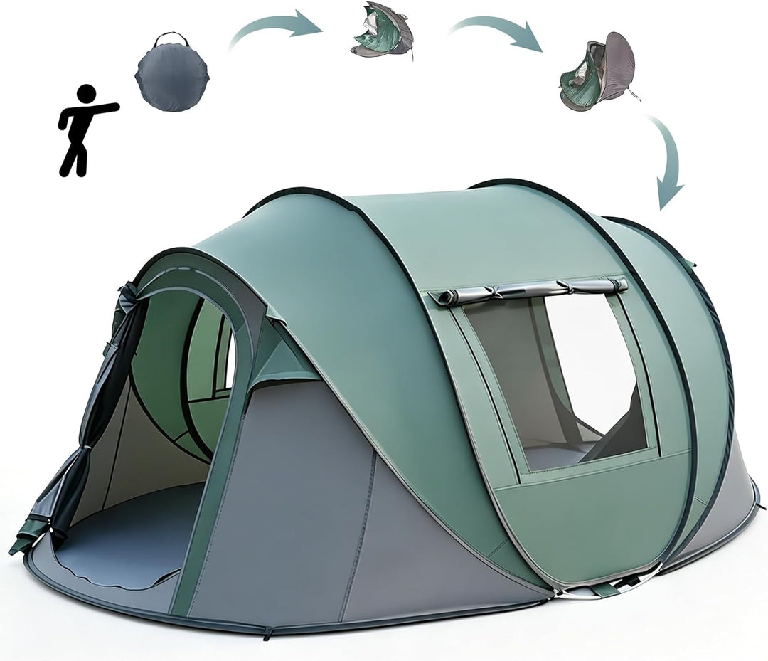 Camping Zelt, Pop Up Zelt 4-5 Personen, Automatisches Aufstellzelt in 3 Sekunden, Wurfzelte Wasserdi