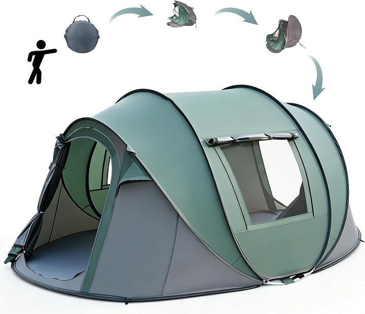 Camping Zelt, Pop Up Zelt 4-5 Personen, Automatisches Aufstellzelt in 3 Sekunden, Wurfzelte Wasserdi