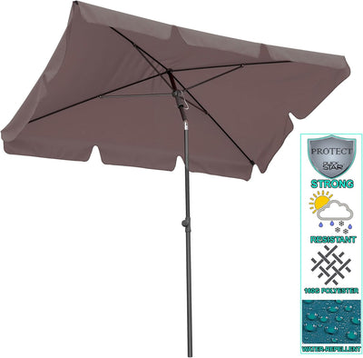 QUICK STAR Balkon Sonnenschirm 200x125cm Balkonschirm Rechteckig Knickbar Taupe Gartenschirm UV 50