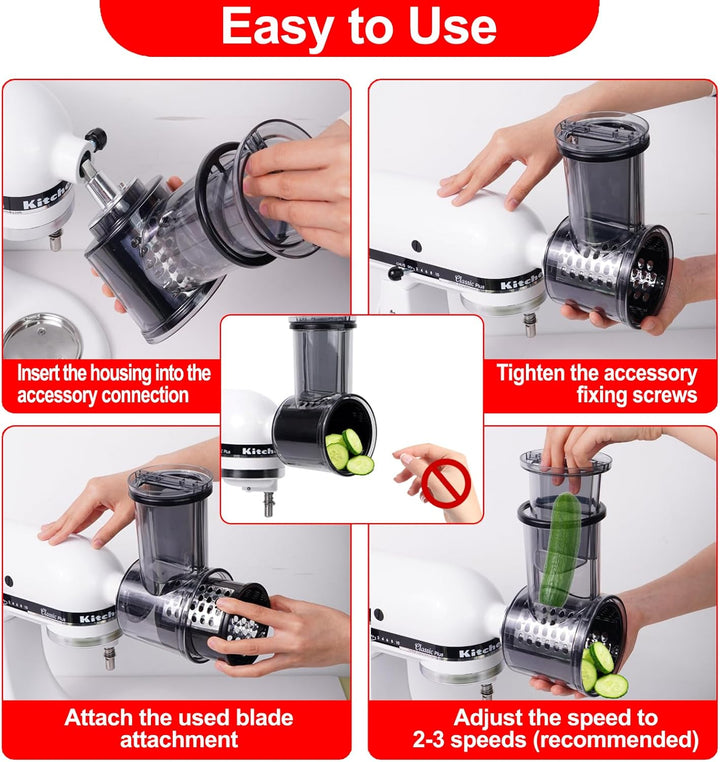 Schneide Reibeaufsatz für Kitchen Aid Standmixer mit 5 Klingen, Käsereibeaufsatz, kompatibel mit Kit
