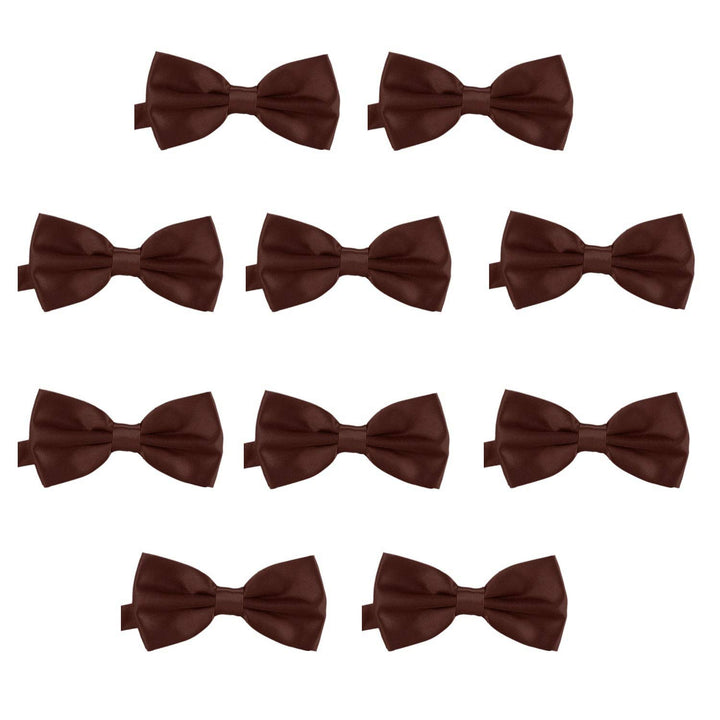 DonDon 10er Set Herren Fliege 12 x 6 cm gebunden und längenverstellbar Braun, Braun