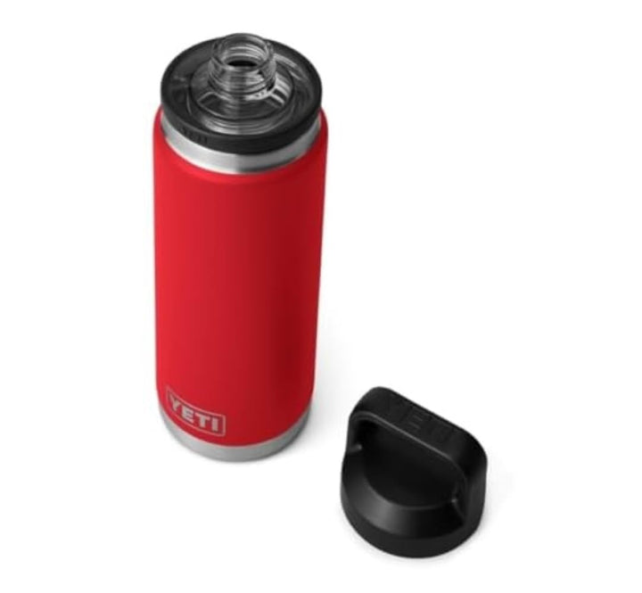 YETI Rambler Vakuumisolierte Edelstahlflasche mit Trinkverschluss, Rettungsrot, 760 ml Rot - Rescue