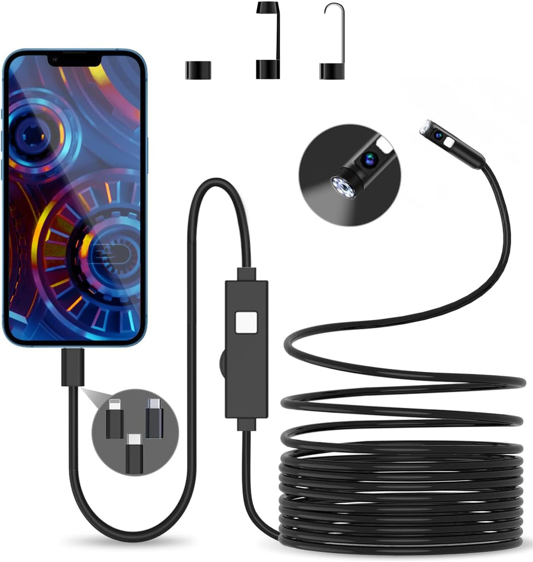 Dual Lens Endoskopkamera, 1080P HD Endoskop-Kamera mit Licht Handy Wasserdichtes Ip67 Kein WLAN Erfo