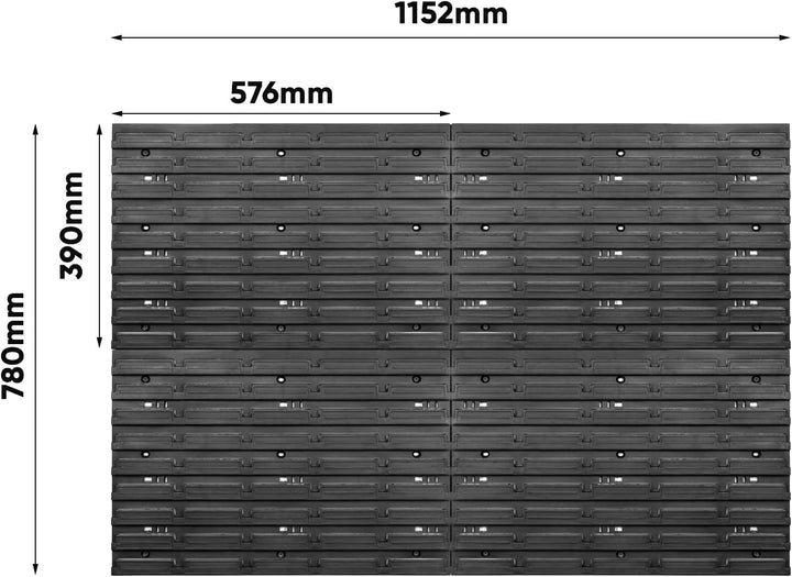 PAFEN Werkzeugwand Stapelboxen - 1152 x 780 mm - Lagersystem SET Werkzeughaltern und 23 Blau Boxen -
