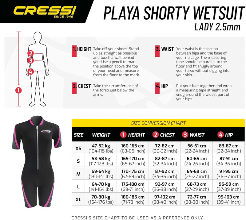 Cressi Playa Lady Shorty Wetsuit 2.5 mm - Kurzer Neoprenanzug für Damen aus hochelastischem Neopren