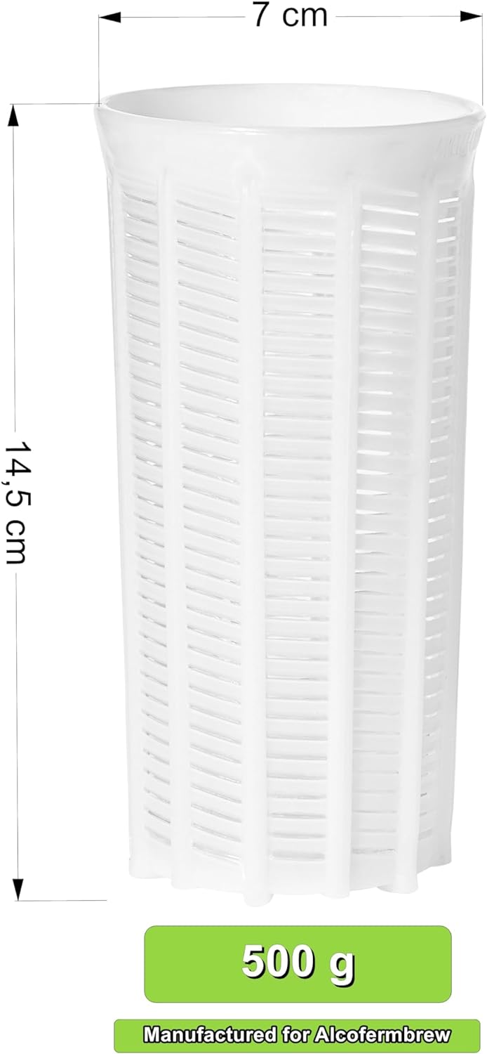 AlcoFermBrew 5 x Käseform 7x14.5cm - 0.5kg – Käseformen | Korb | Käseherstellung | Lab