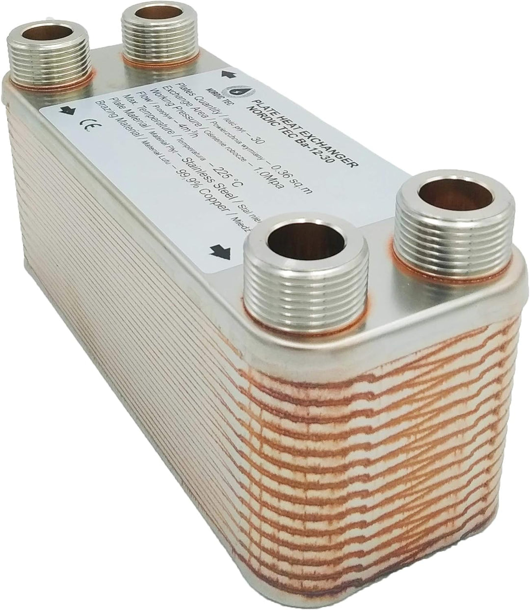 Edelstahl Plattenwärmetauscher Nordic Tec Ba-12-30 mit Isolierung 30 Platten 65kW 3/4”