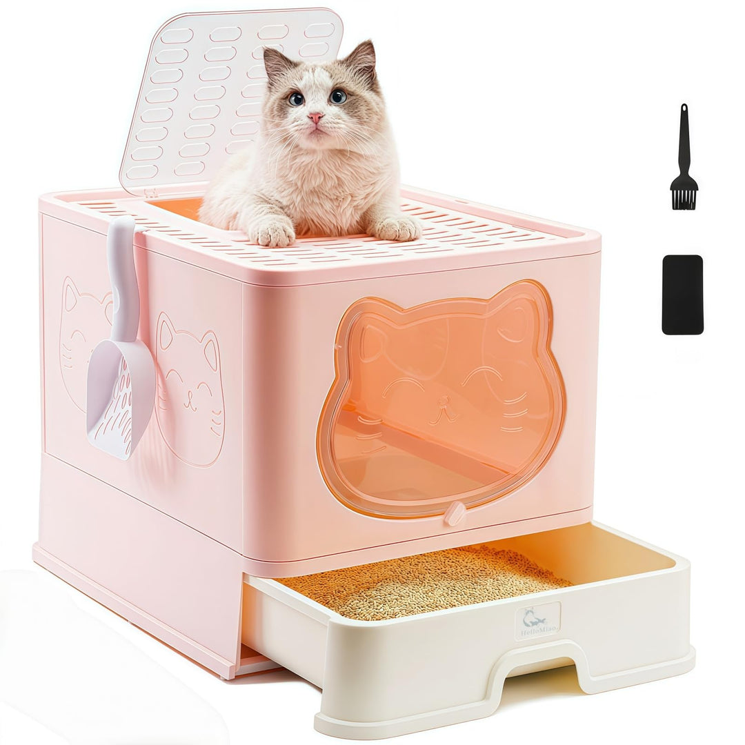 HelloMiao Vollständig Geschlossene Katzentoilette mit Deckel Schubladentyp Desodorierende Cat Litter
