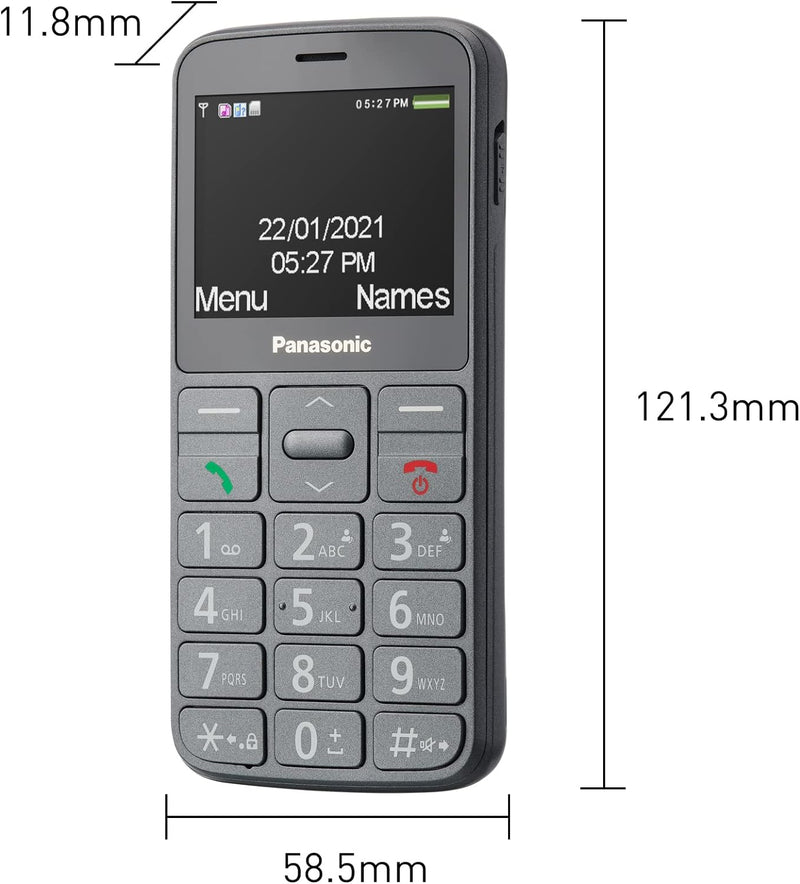 Panasonic KX-TU160EXG Essentials Mobiltelefon für Senioren, SOS-Notruftaste, grosse Separate Tasten,