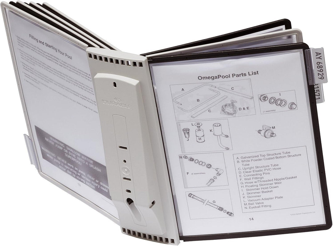 Durable Sichttafelsystem Sherpa Wall mit 10 Sichttafeln, 1 Stück, schwarz/grau, 563122 Wand 10 Tafel