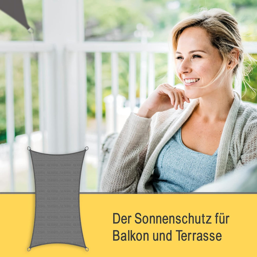 Sol Royal Sonnensegel rechteckig 5x6m Wasserdurchlässig HDPE Atmungsaktiver Balkon Terrasse Segeltuc