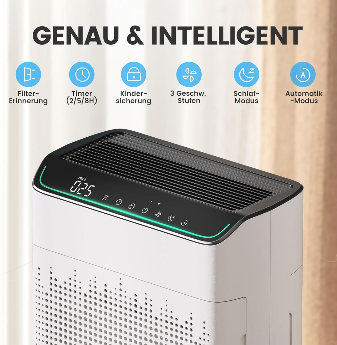 Luftreiniger Allergiker für Wohnung Raucherzimmer, Air purifier, CADR 340m³/h für 157㎡ Raucherzimmer