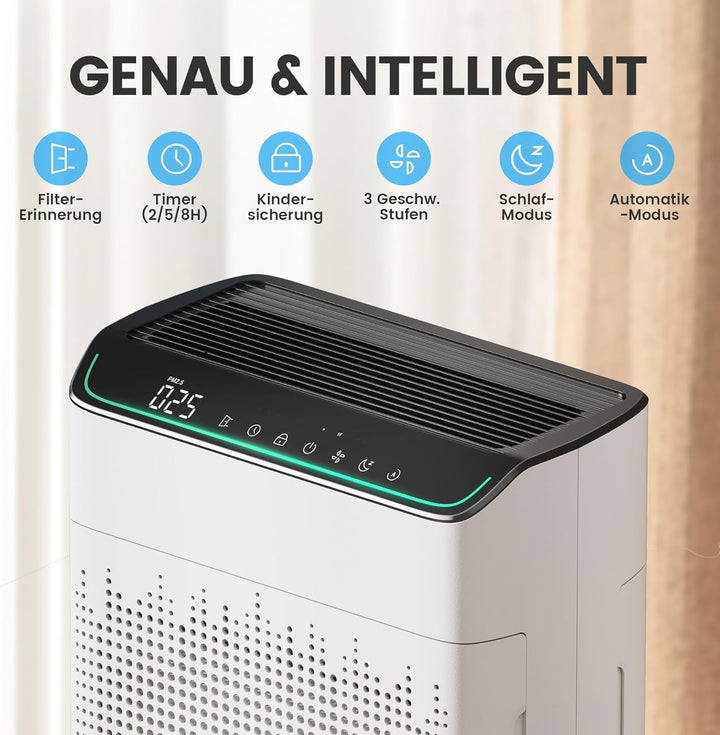 Luftreiniger Allergiker für Wohnung Raucherzimmer, Air purifier, CADR 340m³/h für 157㎡ Raucherzimmer