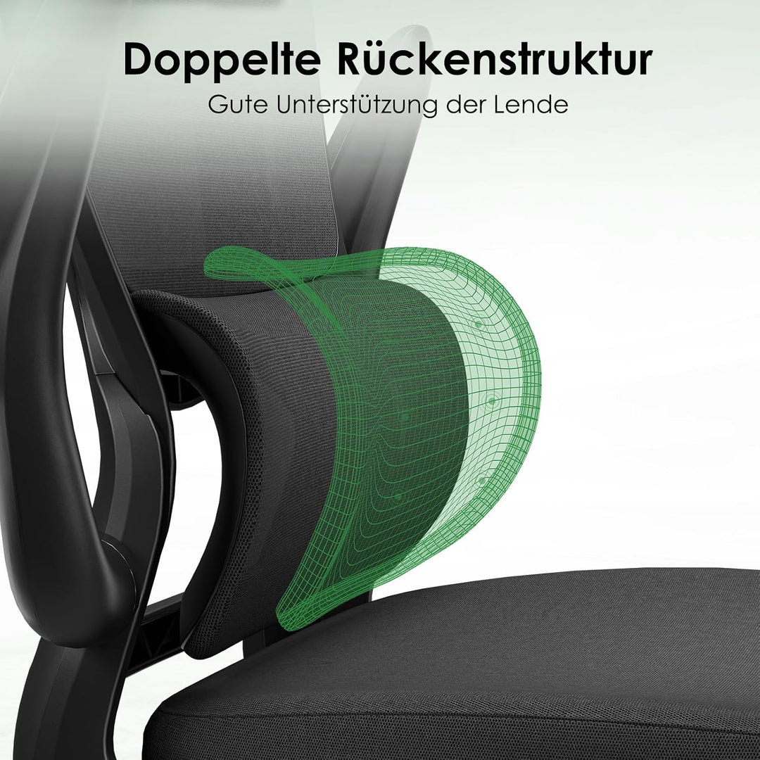 Farini Schreibtischstuhl mit Kleiderständer Bürostuhl Ergonomisch mit Verstellbarer Kopfstütze, Offi