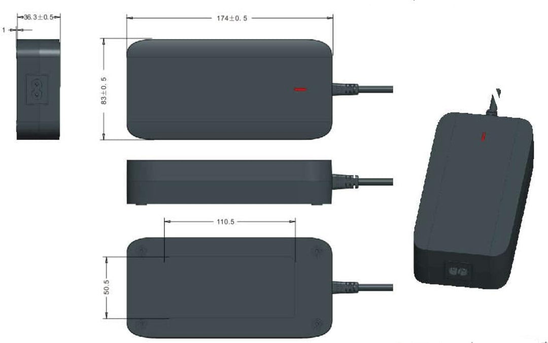 Enerpower Ladegerät 42V für 36V Akku VANMOOF S3 und X3 (4A Ausgang (170 Watt)), 4A Ausgang (170 Watt