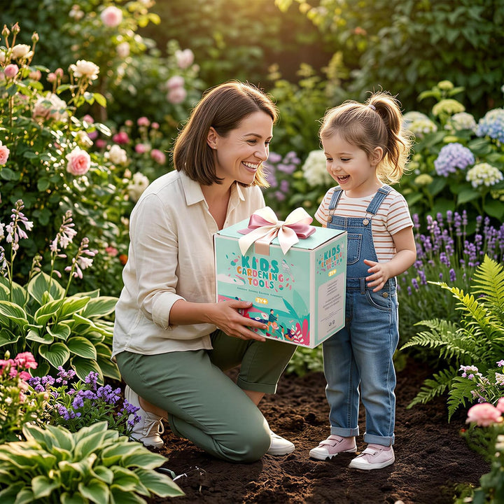FITNATE Kinder Gartenarbeit Set,6 PCS Gartenwerkzeug Kinder Mit 3 Gartengeräte, Gartenhandschuhe & A
