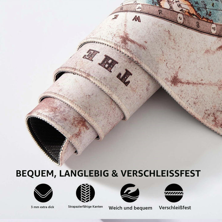 Mauspad Weltkarte XXXL 90 x 40cm, Schreibtischunterlage Weltkarte | Mausunterlage Gross, Keyboard an
