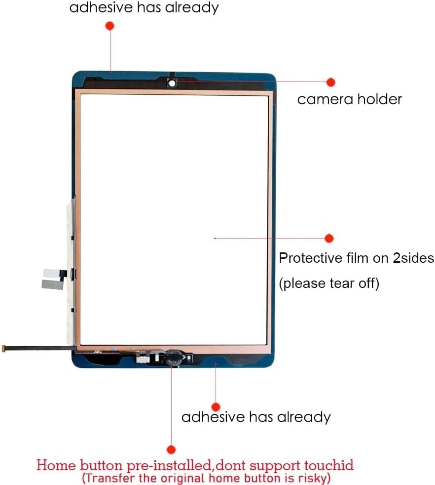 Hedywei Ersatz-Touchscreen für iPad 9 Display A2602 A2603 A2604 A2605 10,2 Zoll 2021 Touchscreen Dig