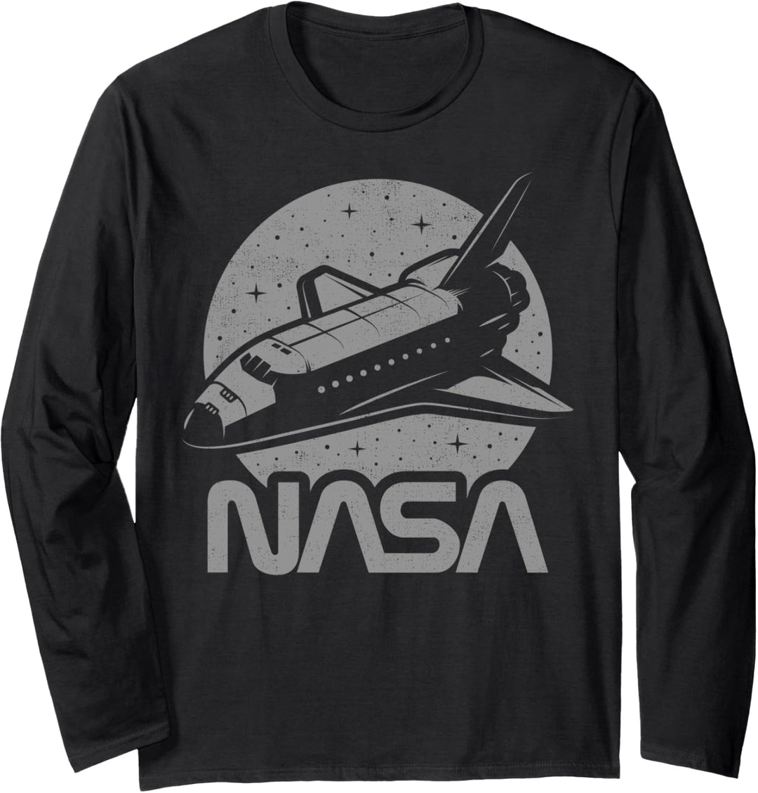 NASA Space Shuttle Moon And Stars Silhouette Langarmshirt