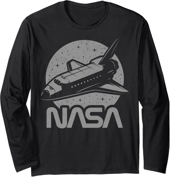 NASA Space Shuttle Moon And Stars Silhouette Langarmshirt