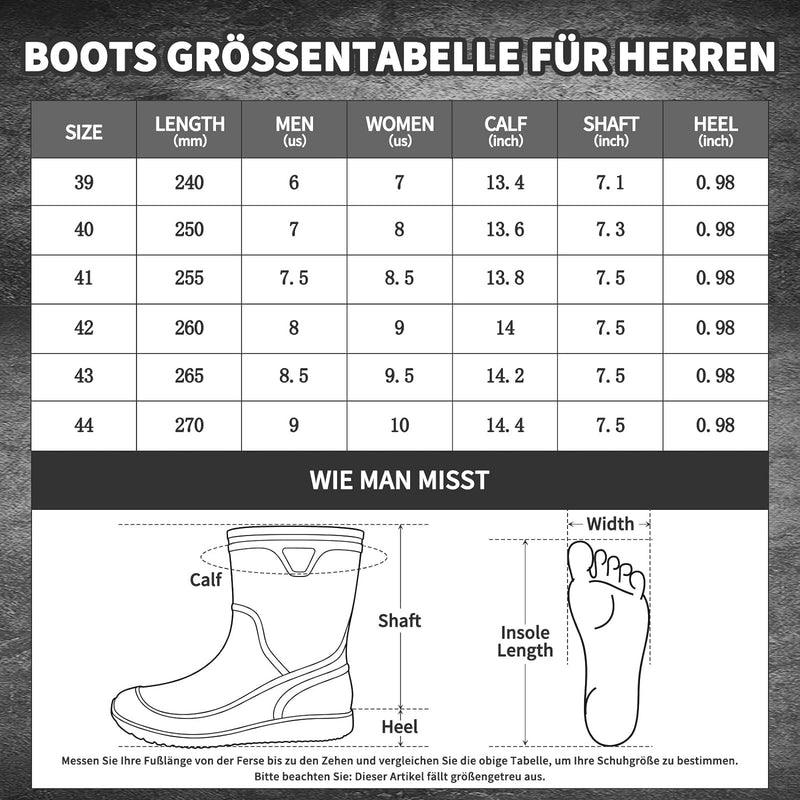 Foinledr Gummistiefel Herren Halbhoch Regenstiefel Kurz Gummistiefeletten Herren Halbschaft Wasserdi