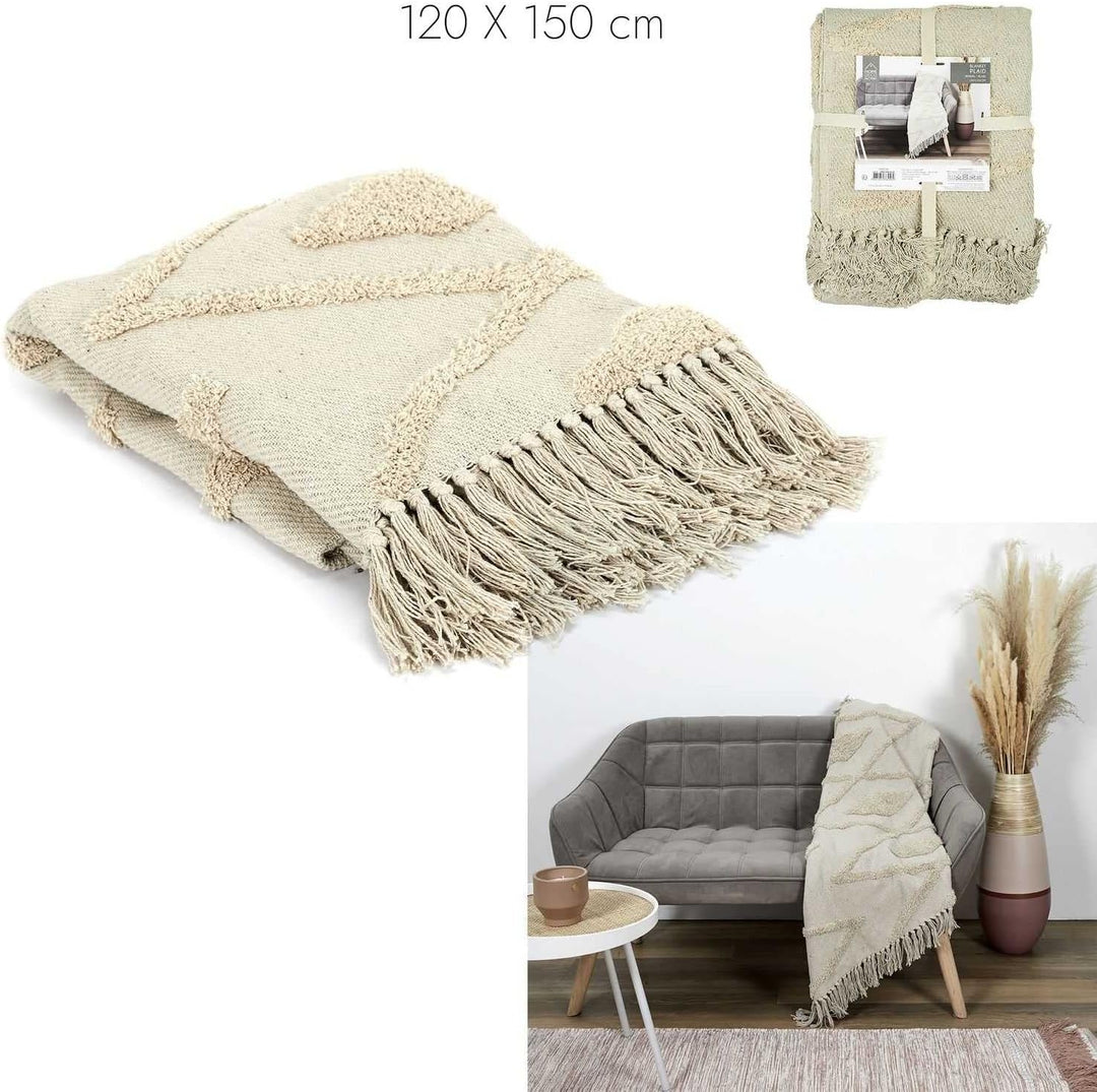 HOME DECO FACTORY - TX9134 – Decke Ethno-Relief Raute Ecru 120 x 150 cm