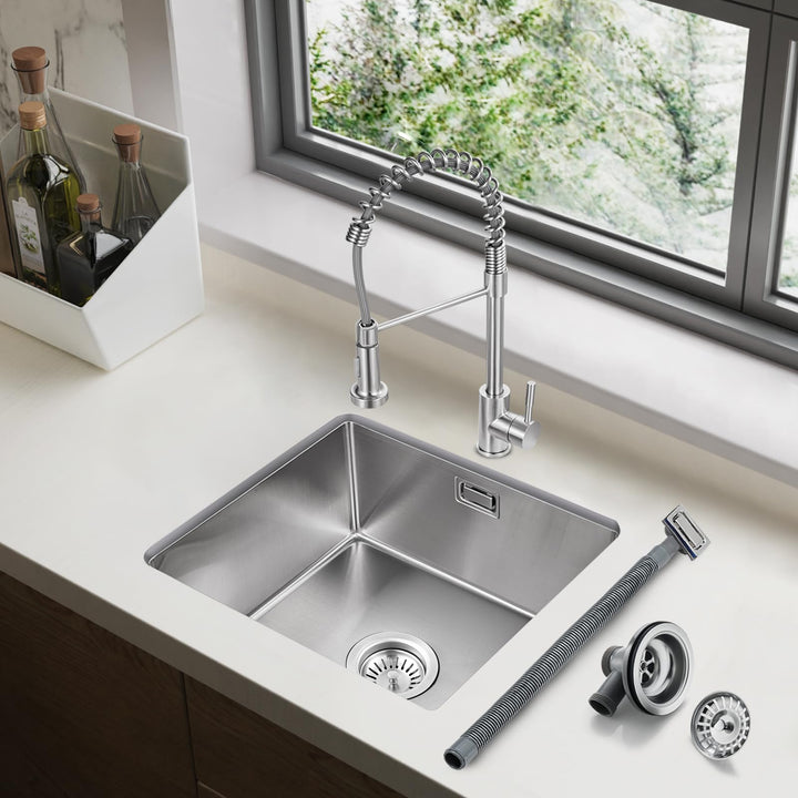ROVOGO 40 x 55 cm Unterbau Spülbecken Küche, Unterbauspüle aus Edelstahl 304, Küche Spüle mit Siebko