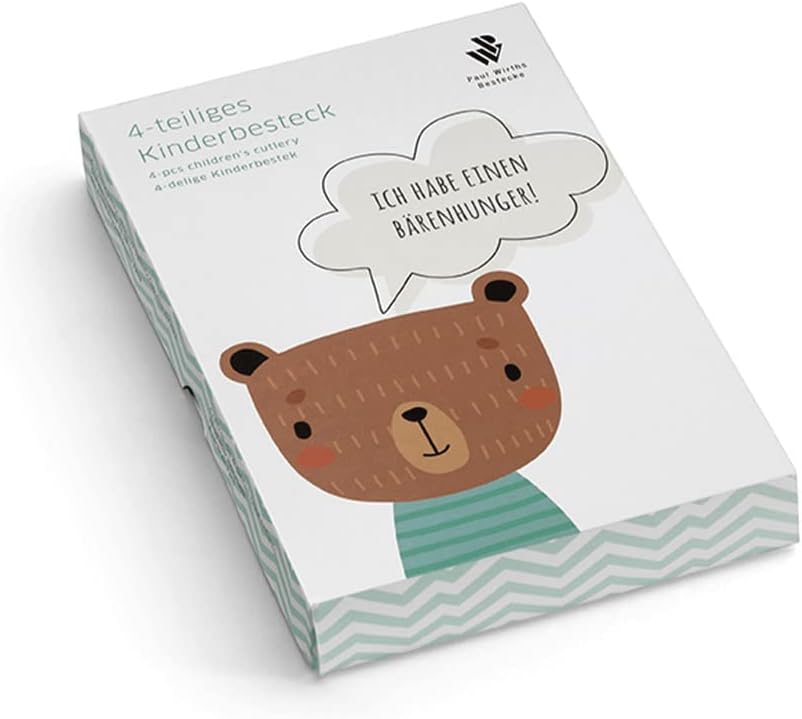 Paul Wirths BLUES 1500 Kinderbesteck 4-teilig, Edelstahl rostfrei, satiniert & spülmaschinenfest, Ki