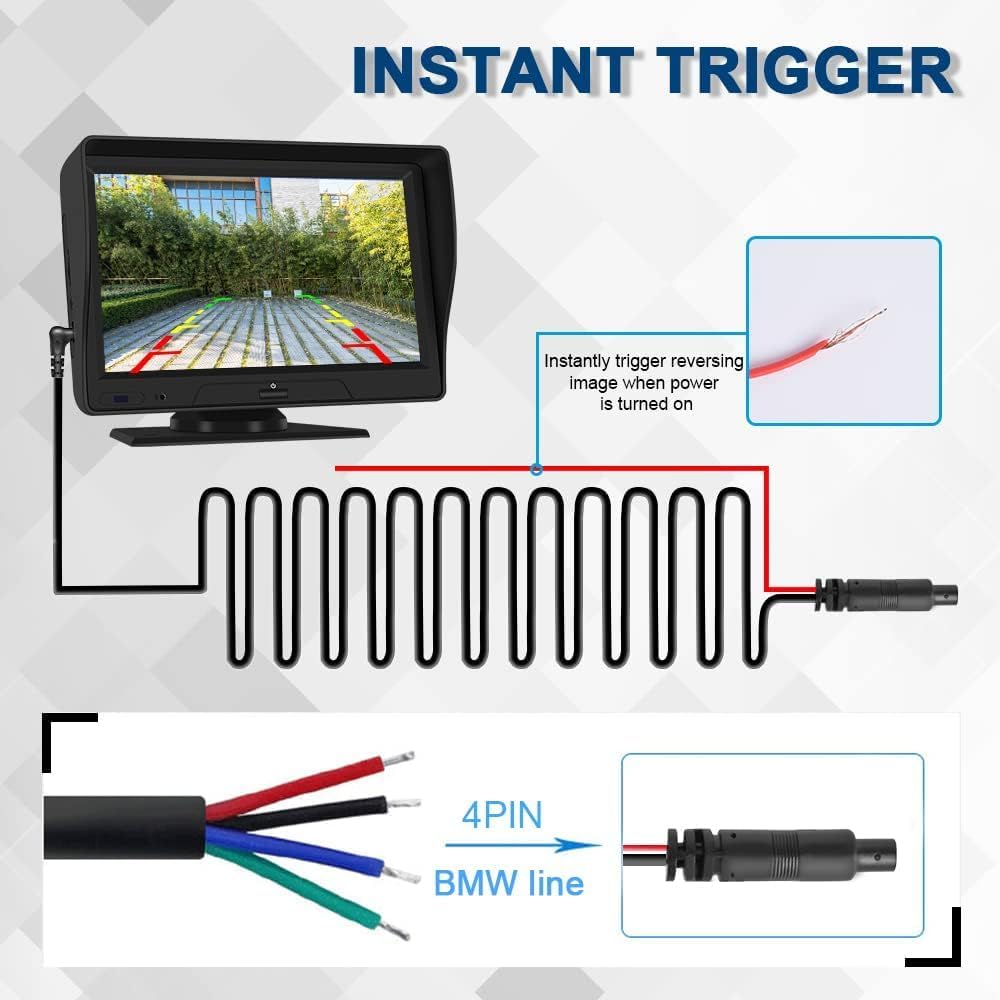 CAMECHO Full Colour HD Rückfahrkamera 4PIN für Tragbares Autoradio Kit, IP69 wasserdichte Nachtsicht