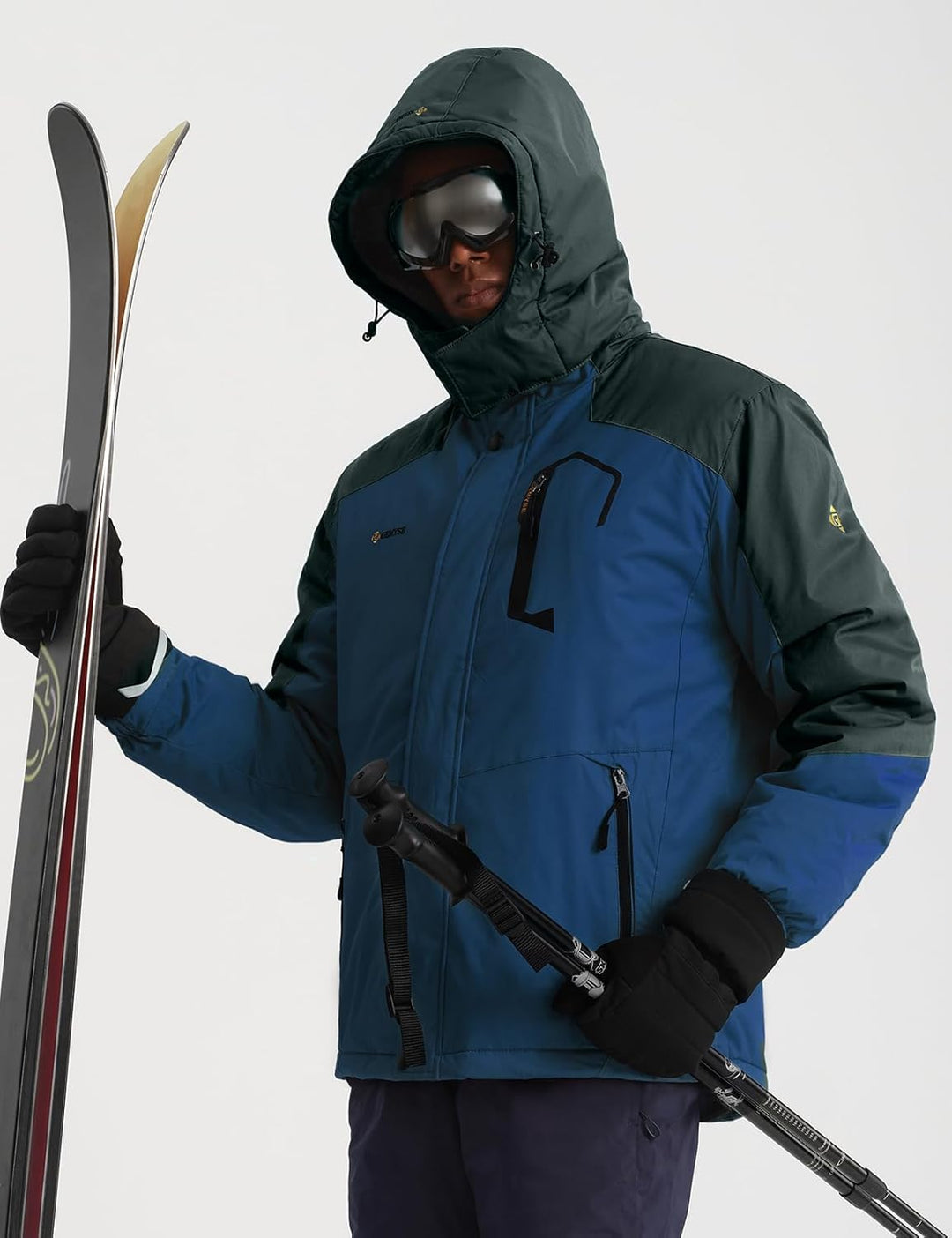 GEMYSE Herren Wasserdichte Berg-Skijacke Winddichte Fleece Outdoor-Winterjacke mit Kapuze XL Lilabla