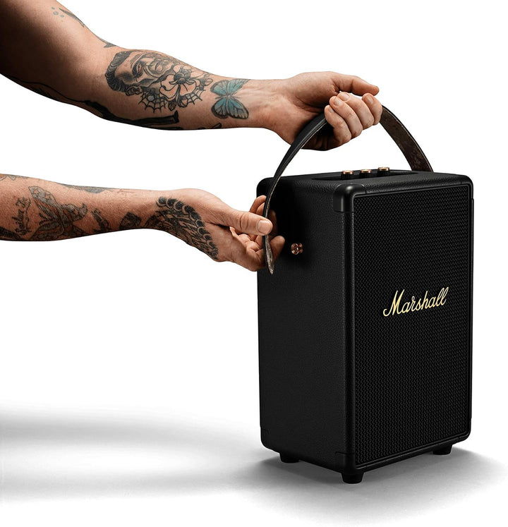 Marshall Tufton Outdoor Tragbarer Bluetooth Partylautsprecher, IPX2 wasserbeständig – Schwarz und Me