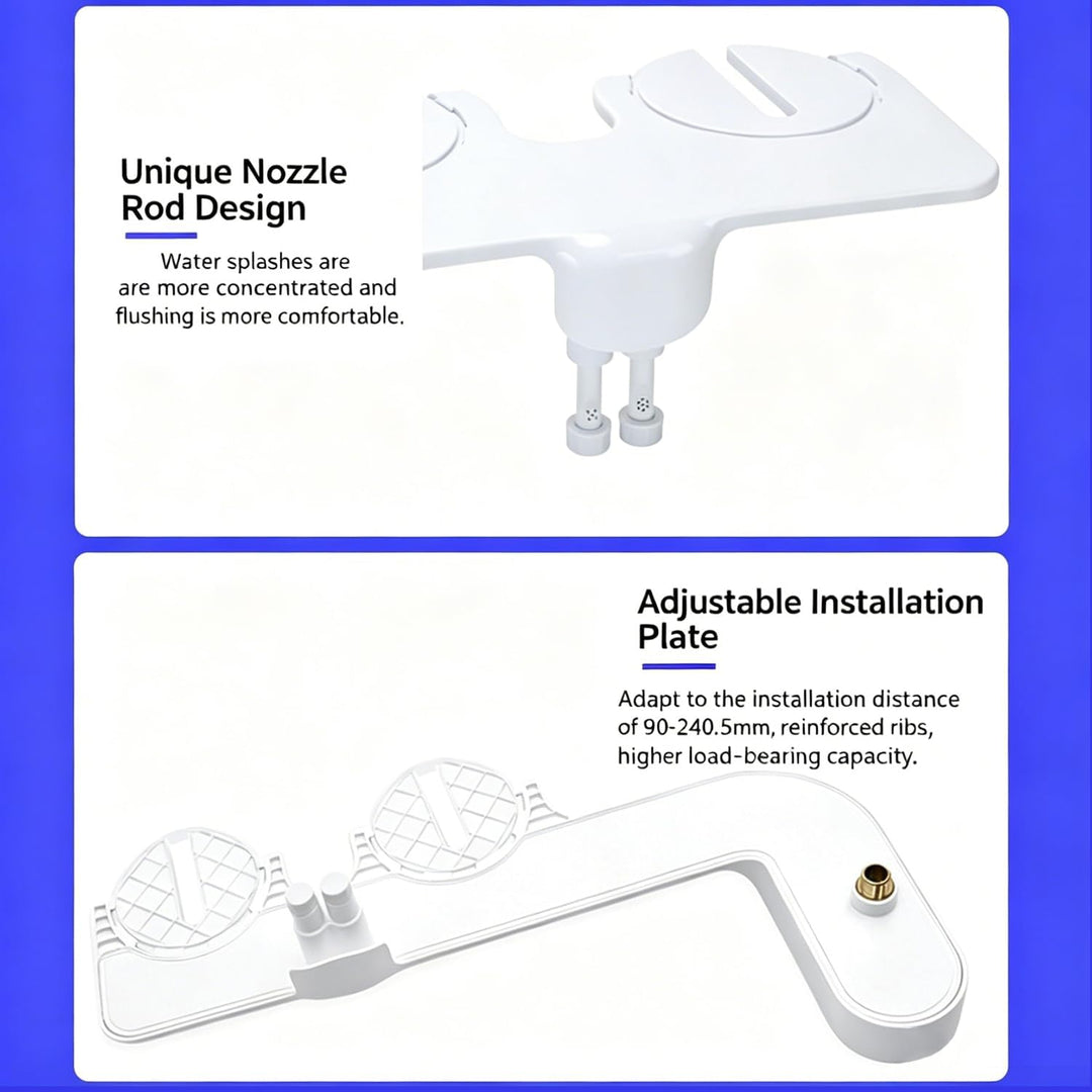Bidet Aufsatz für Toilette, Bidet-Toilettenaufsatz, Einhand-Duscharmatur mit Zwei Strahldüsen, Einst