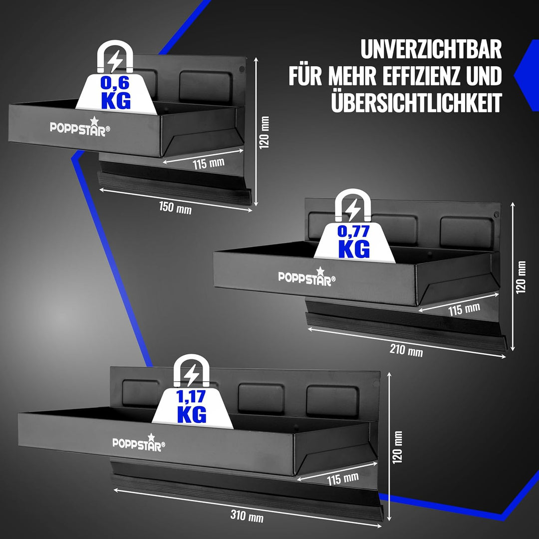 Poppstar 3 Magnetische Ablagen, verschiedene Grössen: 150mm, 210mm, 310mm, Material: Stahl, Farbe: s