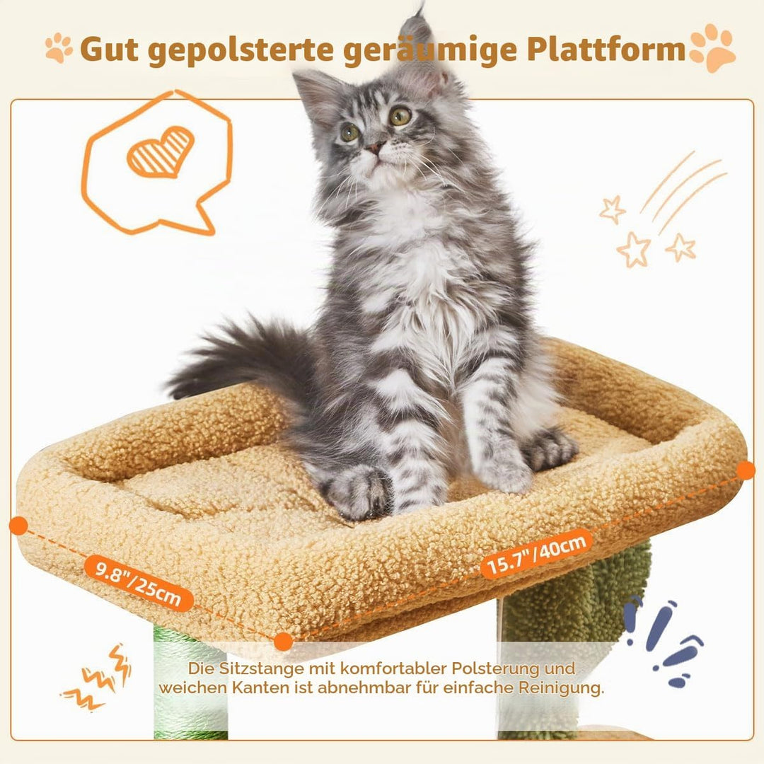 Taoqimiao Kratzbaum Klein, 98cm katzenbaum Stabil KatzenKratzbaum Cat Tree mit Katzenhaus, Korb, 4 K