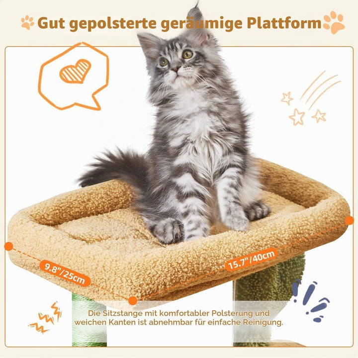 Taoqimiao Kratzbaum Klein, 98cm katzenbaum Stabil KatzenKratzbaum Cat Tree mit Katzenhaus, Korb, 4 K