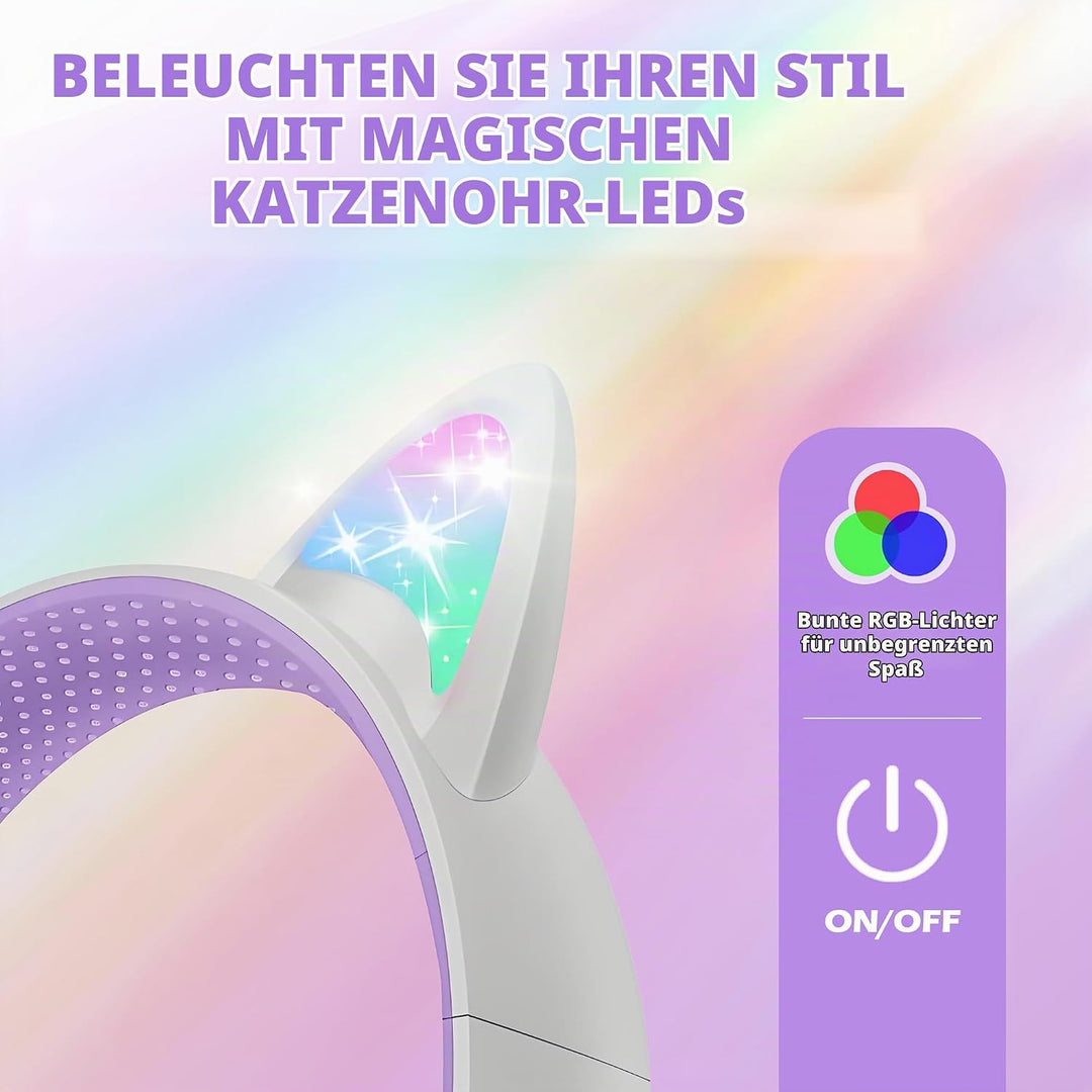 Bluetooth Kopfhörer Kinder, Faltbar 85dB Mädchen Kopfhörer Over Ear, Kabellos Kinderkopfhörer mit LE