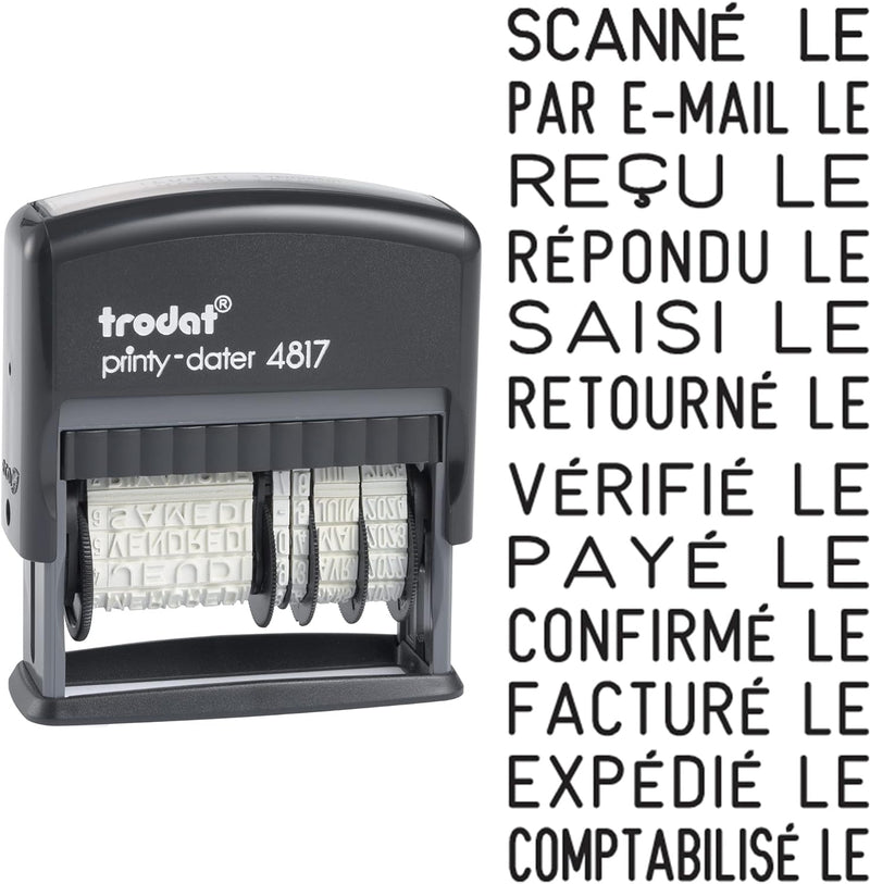 Trodat Datumstempel Stempel 4817A schwarz Datum + 12 Formeln, Datum + 12 Formeln
