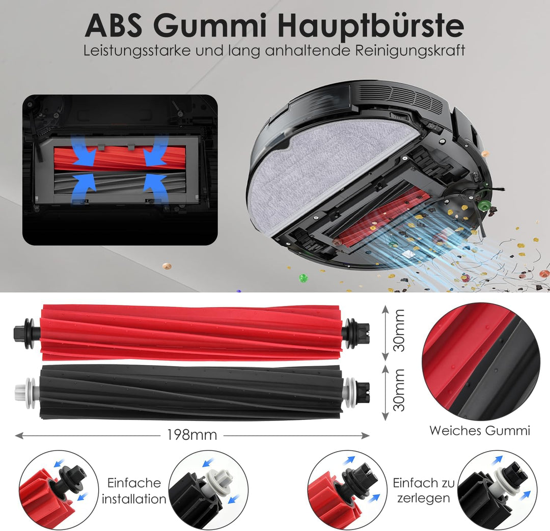 Zubehörset für Roborock S8 Pro Ultra, 6*Staubbeutel 1*Main Rollbürste 4*Seitenbürsten 2*Filter 4*Mop