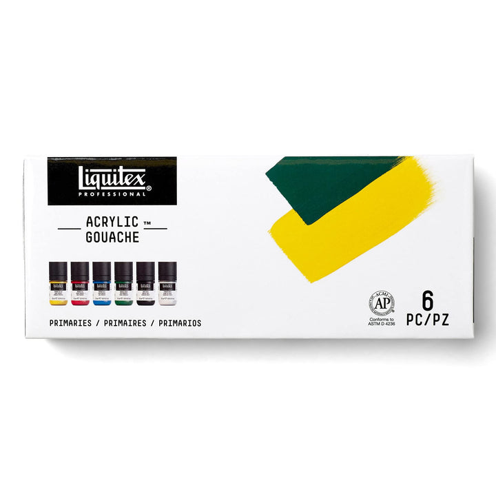 Liquitex 3699322 Acrylfarbe mit Gouache Eigenschaften, Lichtecht, wasserfest, 6 Acrylfarben in 22ml