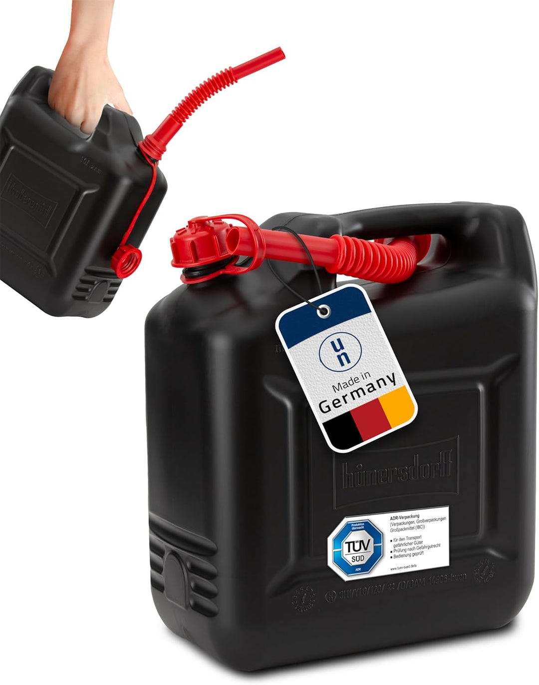 hünersdorff Kraftstoff-Kanister 862800 COMPACT 10l für Benzin, Diesel und andere Gefahrgüter, UN-Zul