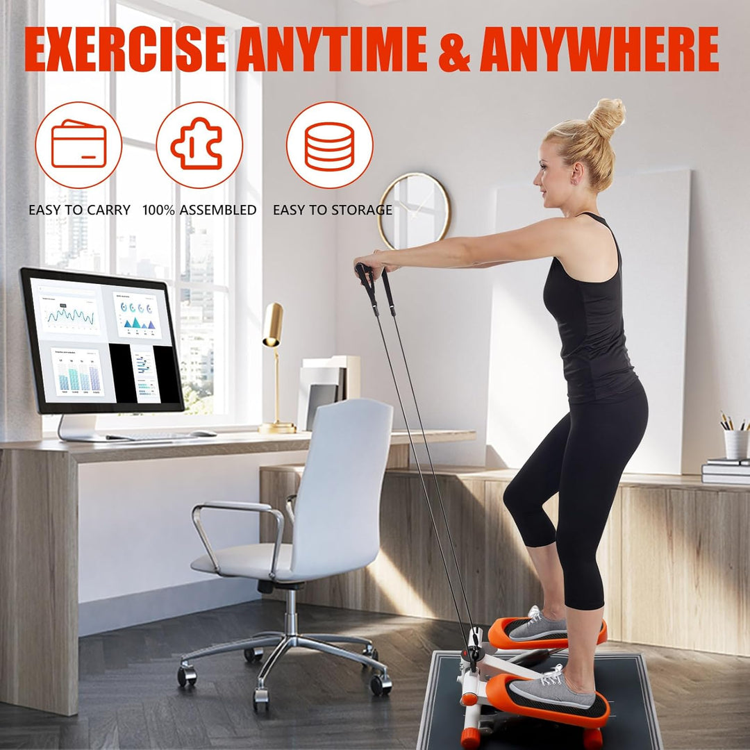 2in1 Stepper mit Ständer und elastischer Kordelleise, Stepper für zuhause, Fitness Stepper, LED-Anze